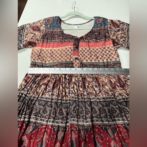 Melrose Boho Patchwork Bohemian Midi Dress - Picture 8 of 8